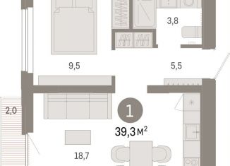 Продам 1-комнатную квартиру, 39.3 м2, Свердловская область
