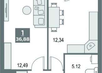 Продам однокомнатную квартиру, 36.9 м2, Кировская область, улица Рудницкого, 14