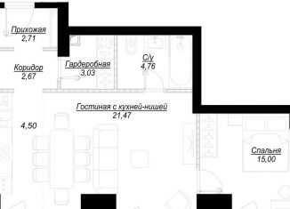 2-комнатная квартира на продажу, 59.5 м2, Москва, 1-й Сетуньский проезд, вл10