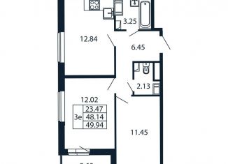 Продается 2-комнатная квартира, 51.7 м2, Ленинградская область