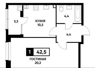 Продажа 1-комнатной квартиры, 42.5 м2, Ставрополь, Российский проспект, 12к3
