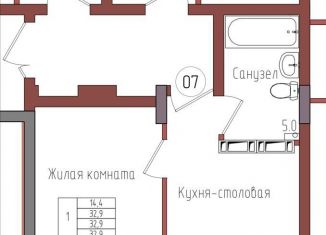 Продается однокомнатная квартира, 32.9 м2, Калининградская область