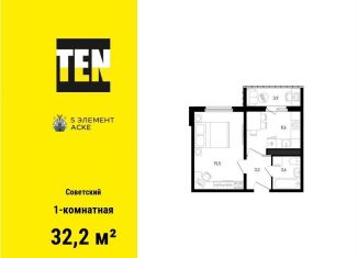 1-комнатная квартира на продажу, 32.2 м2, Ростов-на-Дону