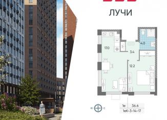 Продажа однокомнатной квартиры, 36.6 м2, Москва, район Солнцево