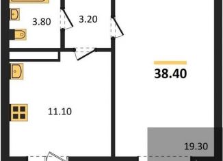 Однокомнатная квартира на продажу, 38.4 м2, село Ямное