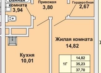 Продаю однокомнатную квартиру, 37.7 м2, Татарстан