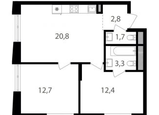 Продам двухкомнатную квартиру, 53.7 м2, Москва, ВАО