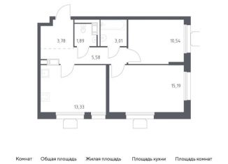 Продажа 2-комнатной квартиры, 53.3 м2, посёлок Мирный, жилой комплекс Томилино Парк, к5.4