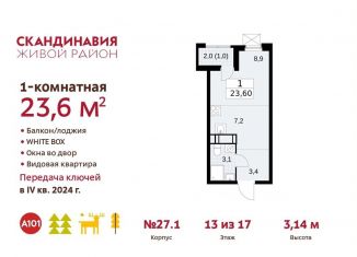 Продажа квартиры студии, 23.6 м2, поселение Сосенское, ЖК Скандинавия