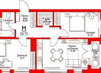 Продам трехкомнатную квартиру, 60.2 м2, Тульская область