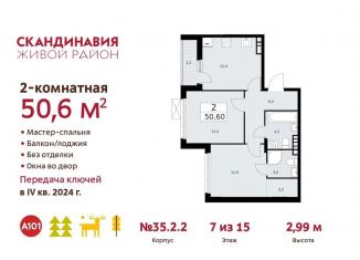 Продаю двухкомнатную квартиру, 50.6 м2, поселение Сосенское, жилой комплекс Скандинавия, к35.2.3