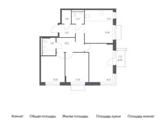 Продается трехкомнатная квартира, 76 м2, Москва, жилой комплекс Квартал Западный, 6