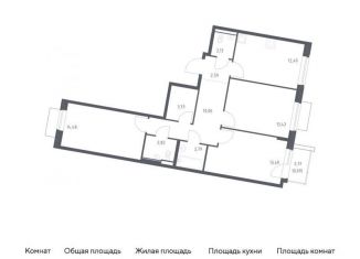 3-комнатная квартира на продажу, 78.7 м2, Москва, жилой комплекс Квартал Западный, 6