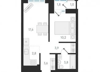 2-комнатная квартира на продажу, 41.9 м2, Новосибирск, улица Аэропорт, 64, ЖК Нормандия-Неман