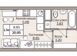 Продается квартира студия, 21 м2, Казань