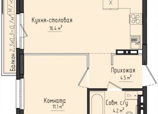 Продается 1-комнатная квартира, 36.2 м2, село Первомайский, жилой комплекс Город Оружейников, 23