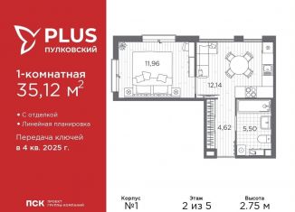 Продается 1-ком. квартира, 34.2 м2, Санкт-Петербург