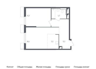 Продается 1-комнатная квартира, 56.4 м2, Московская область, жилой комплекс Спутник, 19