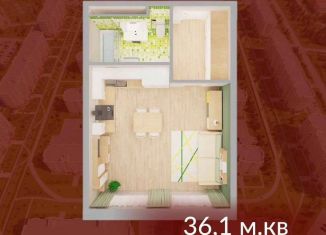 Продается 1-ком. квартира, 36.1 м2, Кемерово, Солнечный бульвар, 22, ЖК Солнечный Бульвар