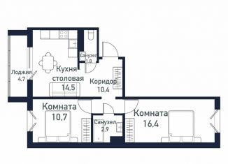 Продам двухкомнатную квартиру, 53.5 м2, посёлок Западный