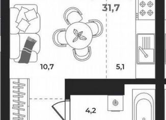 Продаю квартиру студию, 31.7 м2, Тюмень, Центральный округ, улица Разведчика Кузнецова, 16