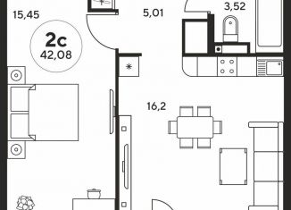 2-ком. квартира на продажу, 42 м2, Ростов-на-Дону, ЖК Гринсайд