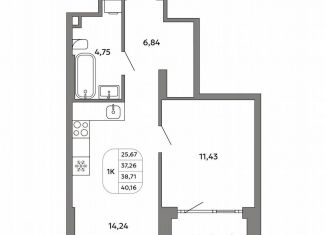 Продается 1-комнатная квартира, 38.7 м2, Екатеринбург, Орджоникидзевский район