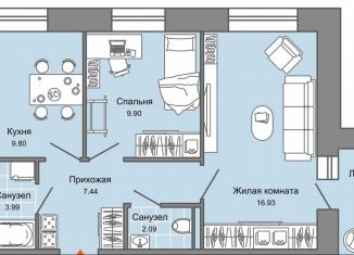Продам 2-комнатную квартиру, 52.1 м2, Киров, улица Дмитрия Козулева, 2к4