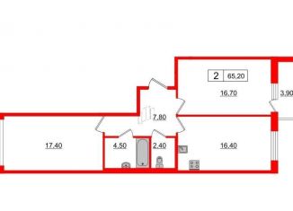 Продаю двухкомнатную квартиру, 65.2 м2, Санкт-Петербург, Манчестерская улица, 3, ЖК Светлана Парк