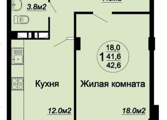 Продается 1-комнатная квартира, 44 м2, Краснодар, Криничная улица, 128лит1