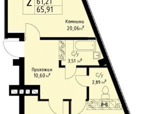 2-ком. квартира на продажу, 65.5 м2, Калининград, Московский район