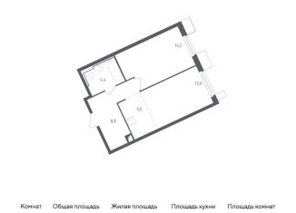 Продается однокомнатная квартира, 44.9 м2, Московская область, жилой комплекс Спутник, 19