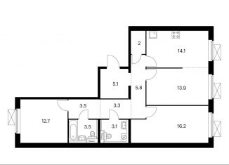 Продажа трехкомнатной квартиры, 83.2 м2, рабочий посёлок Боброво, Крымская улица, 19