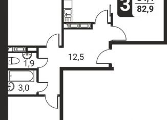 3-ком. квартира на продажу, 82.9 м2, посёлок Развилка, жилой комплекс Три Квартала, к12, ЖК Три Квартала