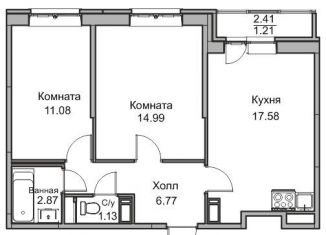 Трехкомнатная квартира на продажу, 55.3 м2, Санкт-Петербург, Ивинская улица, 9, метро Беговая