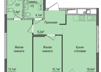 Продам 2-комнатную квартиру, 55.5 м2, Ижевск, Зелёная улица, 60к1, ЖК Тринити