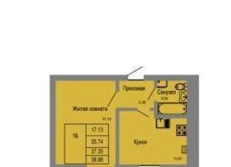 Продается 1-комнатная квартира, 37.4 м2, Йошкар-Ола, микрорайон Фестивальный