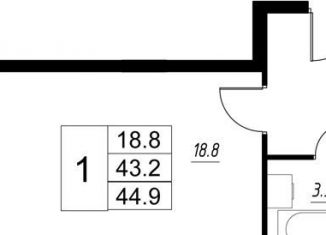 1-ком. квартира на продажу, 43.2 м2, деревня Сабурово, Рождественская улица, 2, ЖК Митино О2