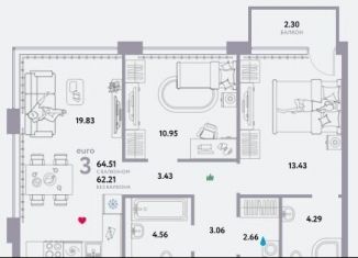 Продажа 3-комнатной квартиры, 62 м2, Москва, проспект Лихачёва, 16к3, ЖК Квартал Нау