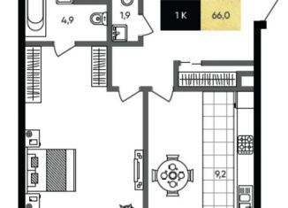 Продажа двухкомнатной квартиры, 65.6 м2, Москва, Серебрянический переулок, 6, ЖК Титул