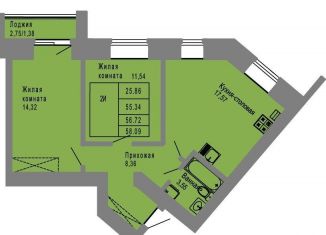 Продаю 2-ком. квартиру, 56.7 м2, Йошкар-Ола