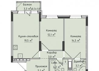 2-ком. квартира на продажу, 61.6 м2, Ижевск, жилой район Север
