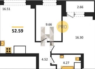 2-ком. квартира на продажу, 52.6 м2, Екатеринбург, ЖК Московский Квартал, Московская улица, 190