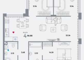 Продаю 4-ком. квартиру, 87 м2, Москва, проспект Лихачёва, 16к3, ЖК Квартал Нау