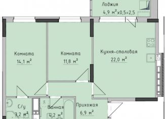 2-ком. квартира на продажу, 62.4 м2, Ижевск, ЖК Холмогоровский