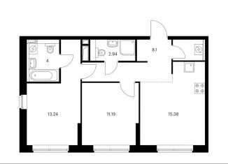 Продажа 2-комнатной квартиры, 56.9 м2, Москва, Берёзовая аллея, 17к2, ЖК Грин Парк