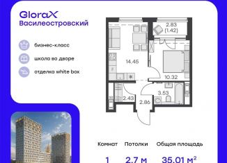 1-комнатная квартира на продажу, 35 м2, Санкт-Петербург, ЖК Голден Сити