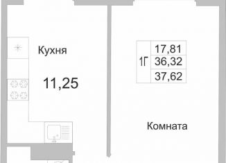 1-комнатная квартира на продажу, 37.6 м2, деревня Борисовичи, улица Героя России Досягаева, 1