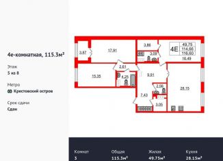 Продается 3-комнатная квартира, 115.3 м2, Санкт-Петербург, Петровский проспект, 24к2, ЖК Петровский Квартал на воде