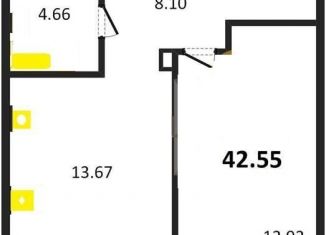 Продается 1-комнатная квартира, 42.6 м2, Екатеринбург, ЖК Квартал Энтузиастов, улица Краснофлотцев, 69